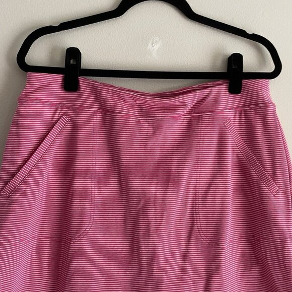 Talbots Hello Saturday M Pink Striped Stretch Pockets Athleisure Pull On Skort - Picture 2 of 6